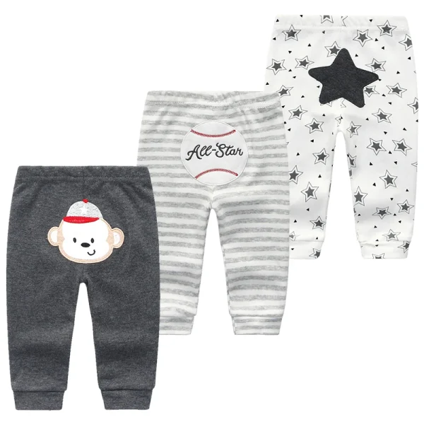 3Pcs/lot Cartoon Print Baby Pants Cotton Baby Leggings Autumn Toddler Boy Girl Pants Newborn Infant Clothing 3 6 9 12 18 24M - Image 4