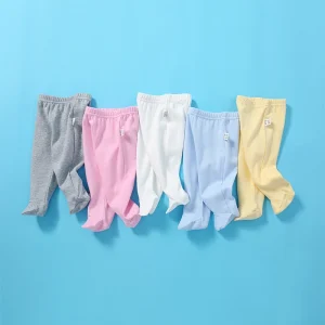 Lawadka 0-12M Cotton Newborn Baby Boy Girl Pants Solid Wrap Foot Long Trousers Casual Baby Leggings For Girls Boys Spring Autumn