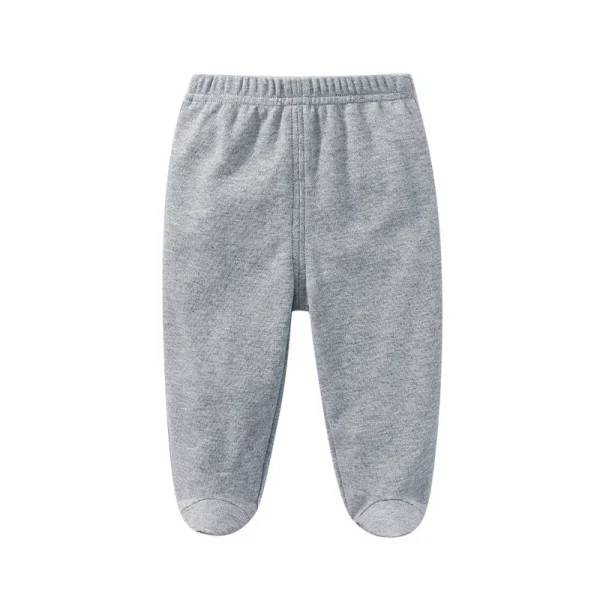Lawadka 0-12M Cotton Newborn Baby Boy Girl Pants Solid Wrap Foot Long Trousers Casual Baby Leggings For Girls Boys Spring Autumn - Image 2