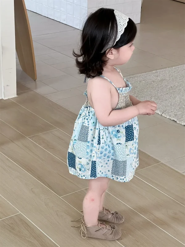 Adorable Baby Girls' Cotton Stylish Summer Fashion and Comfy Spliced Color Sling Dress for 0 - 3 Y Baby One-piece Dress - Image 5