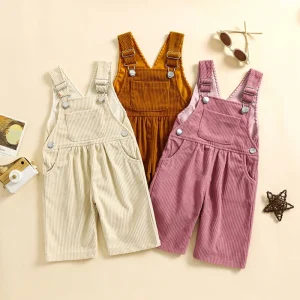 2024-07-18 Lioraitiin 3-24M Baby Girl Summer Overalls Infant Wide Leg Solid Color Jumpsuit Front Pocket Suspender Pants Outfits