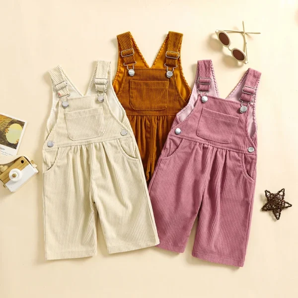 2024-07-18 Lioraitiin 3-24M Baby Girl Summer Overalls Infant Wide Leg Solid Color Jumpsuit Front Pocket Suspender Pants Outfits