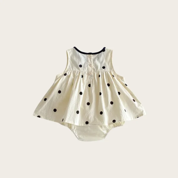 0 - 2 Y Infant Adorable Baby Girls Stylish and Cute Sleeveless Bowknot Decorated Round Collar Polka Dot Romper Dress Perfect - Image 3