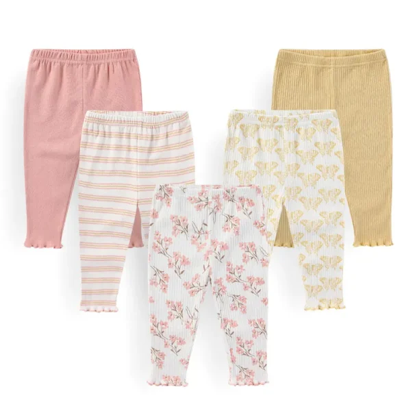 Kiddiezoom 5 Pcs/Lot Fashion Cute Cartoon Baby Boy Girl Pants 0-12Months Cotton Soft Newborn Leggings - Image 4
