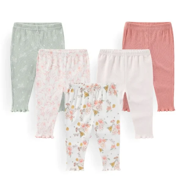 Kiddiezoom 5 Pcs/Lot Fashion Cute Cartoon Baby Boy Girl Pants 0-12Months Cotton Soft Newborn Leggings - Image 2