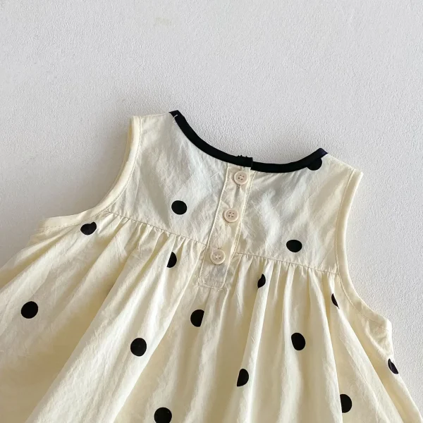 0 - 2 Y Infant Adorable Baby Girls Stylish and Cute Sleeveless Bowknot Decorated Round Collar Polka Dot Romper Dress Perfect - Image 5