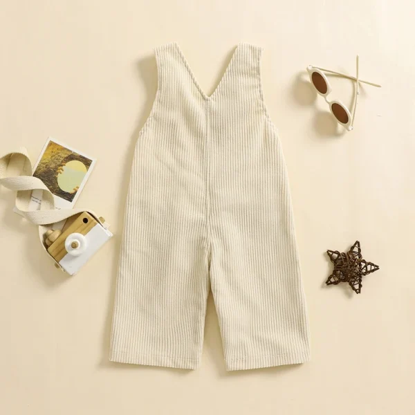 2024-07-18 Lioraitiin 3-24M Baby Girl Summer Overalls Infant Wide Leg Solid Color Jumpsuit Front Pocket Suspender Pants Outfits - Image 2