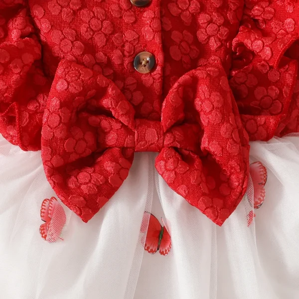 0 - 3 Y Kids Clothes Girl Adorable Baby Girls 3D Butterfly Long Sleeve Ruffled Mesh Patchwork Dress Cute and Charming - Image 4