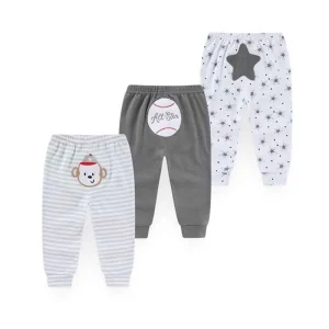 Kiddiezoom Unisex 3 PCS Baby Boy Girl Pants Sets Soft Cotton Infants Bottoms 0-24M Newborn Leggings