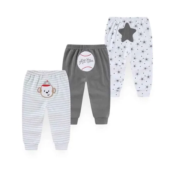 Kiddiezoom Unisex 3 PCS Baby Boy Girl Pants Sets Soft Cotton Infants Bottoms 0-24M Newborn Leggings