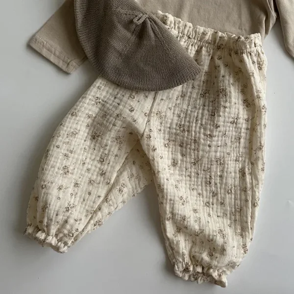 Boys and Girls' Summer New Floral Bloomers Organic Cotton Baby Pants Baby Loose Casual Pants Korean Version Mosquito Proof Pants - Image 10