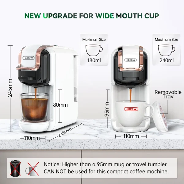 HiBREW Multiple Capsule Coffee Machine, Hot/Cold Dolce Gusto Milk Nespresso Capsule ESE Pod Ground Coffee Cafeteria 20Bar 5 in 1 - Image 6