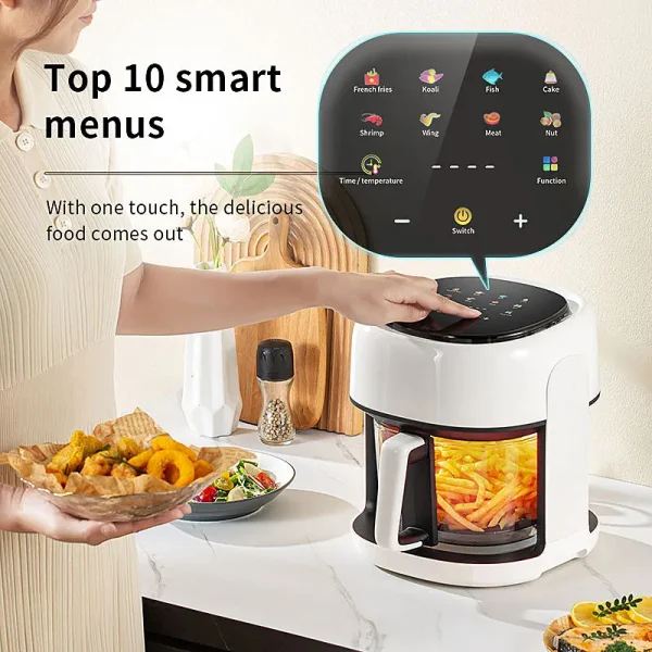 Smart Electric Air Fryer Large Capacity Convection Oven Deep Fryer Without Oil Kitchen 360°Baking Viewable Window Home Appliance - Image 4