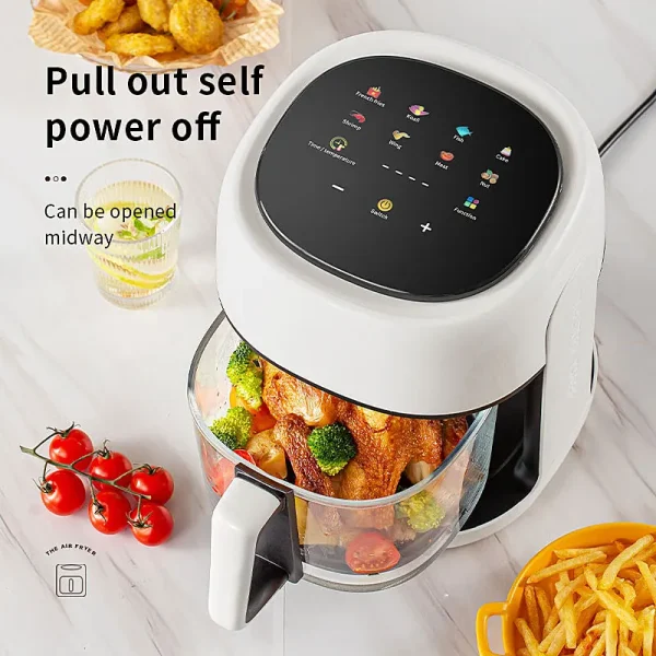 Smart Electric Air Fryer Large Capacity Convection Oven Deep Fryer Without Oil Kitchen 360°Baking Viewable Window Home Appliance - Image 3