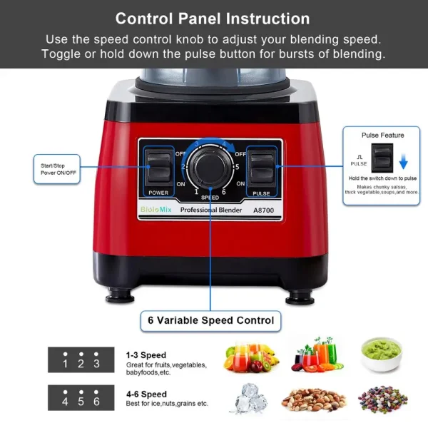 BioloMix【7 Years Warranty】BPA Free Heavy Duty Commercial Grade Blender Professional Mixer Juicer Ice Smoothies Peak 2200W - Image 4