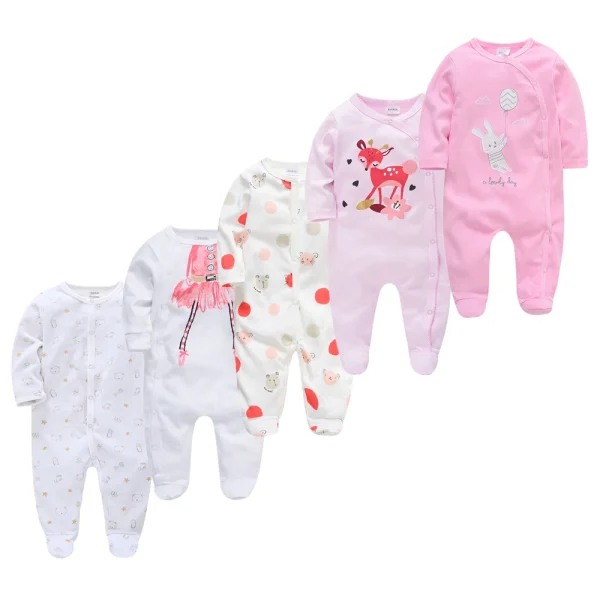 5PCS Honeyzone Baby Pyjamas Rompers Girl Boy Pijamas Bebe Fille Cotton Breathable Soft Ropa Bebe Newborn Sleepers Baby Pjiamas - Image 2