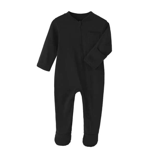 100% Cotton Newborn Baby Clothes Solid Color Jumpsuit Rompers Zipper Infant Boys Girls Spring Bottoming Shirt Jumpsuits Footed - Image 11