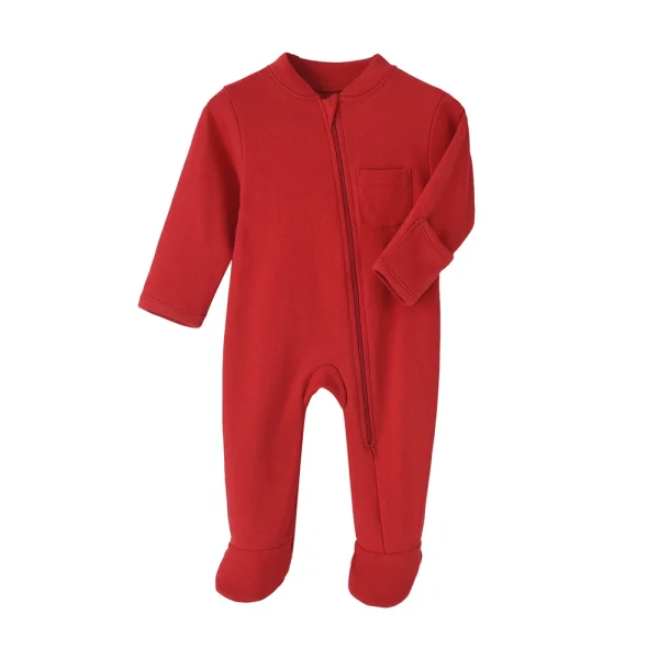 100% Cotton Newborn Baby Clothes Solid Color Jumpsuit Rompers Zipper Infant Boys Girls Spring Bottoming Shirt Jumpsuits Footed - Image 9