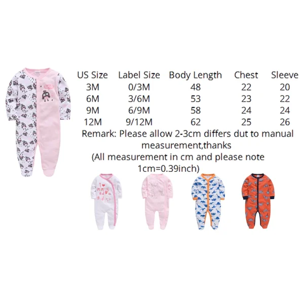 5PCS Honeyzone Baby Pyjamas Rompers Girl Boy Pijamas Bebe Fille Cotton Breathable Soft Ropa Bebe Newborn Sleepers Baby Pjiamas - Image 6