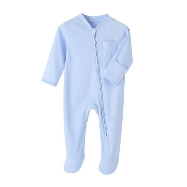 100% Cotton Newborn Baby Clothes Solid Color Jumpsuit Rompers Zipper Infant Boys Girls Spring Bottoming Shirt Jumpsuits Footed - Image 12