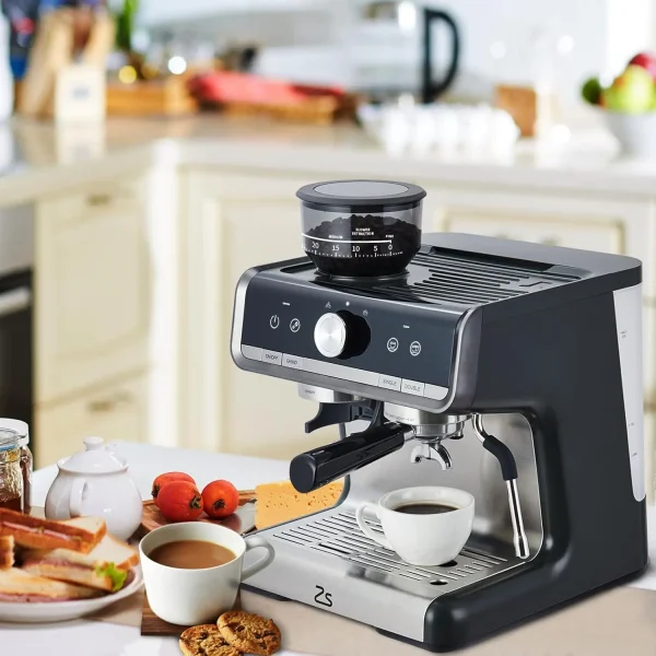 Espresso Machine with Grinder, Professional Espresso Maker with Milk Frother Steam Wand, 20 Bar Barista Cappuccino Machine,1450W - Image 5