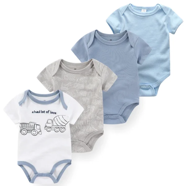 4Pieces Cotton Newborn Bodysuit Print Baby Girl Clothes 0-12M Cartoon Baby Boy Clothes Summer Short Sleeve Romper Bebes - Image 4