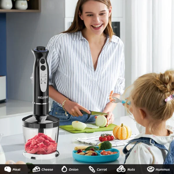 Hand Blender, Immersion Blender with 2 Mixing Speed, Electric Handheld Blender Portable Stick Mixer with Stainless Steel Blades - Image 5