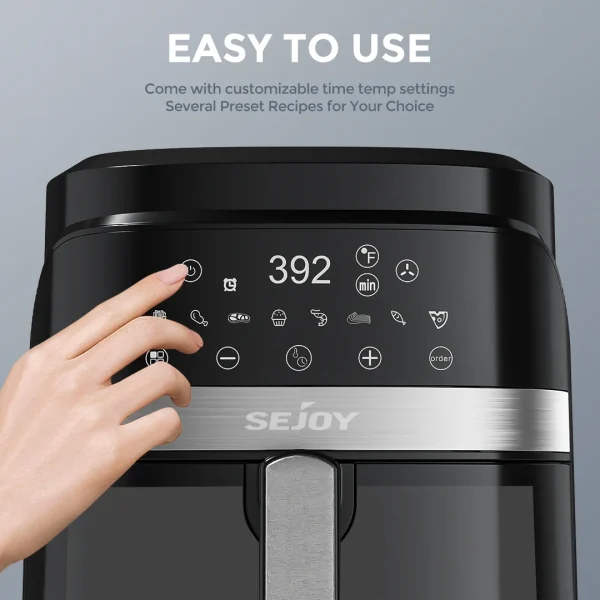 SEJOY 6 Quarts Large Capacity Electric Air Fryers Oil-free Automatic Household Kitchen 360°Baking Oven Deep Fryer without Oil - Image 4