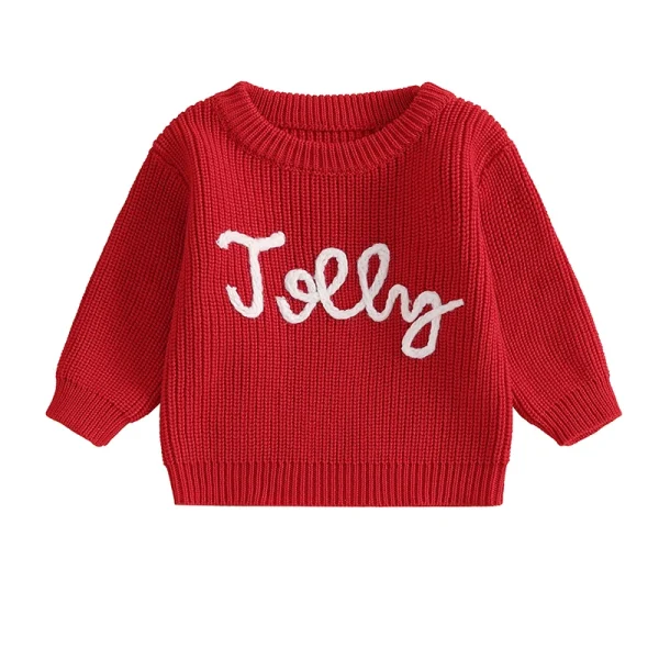 Cute Baby Girls Boys Sweater Winter Clothes with Festive Letter Embroidery Cozy Crew Neck and Long Sleeve Adorable Kids - Image 6