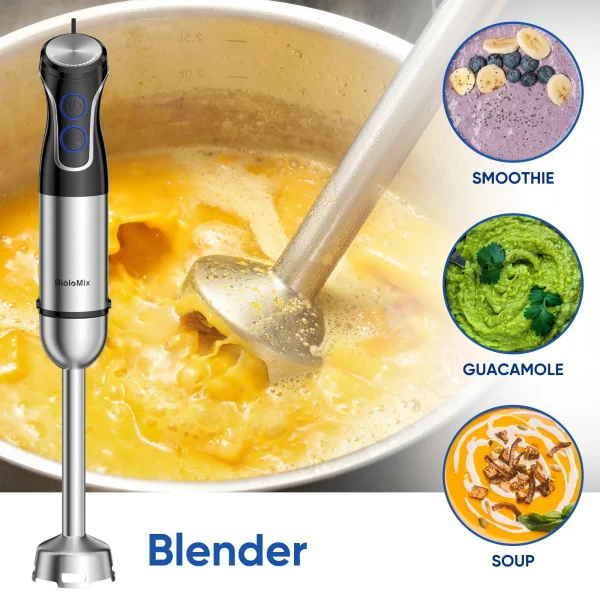 BioloMix 5 in 1 Immersion Hand Blender,1500W Blender with 304 Stainless Steel Blade,Food Processor,Smoothies Puree Baby Food - Image 2