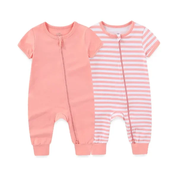 2 Pcs/Lot Simple Baby Unisex Short Sleeve Rompers 0-24 Months Baby Boy Girl Jumpsuits Spring Summer Infant Clothes - Image 4