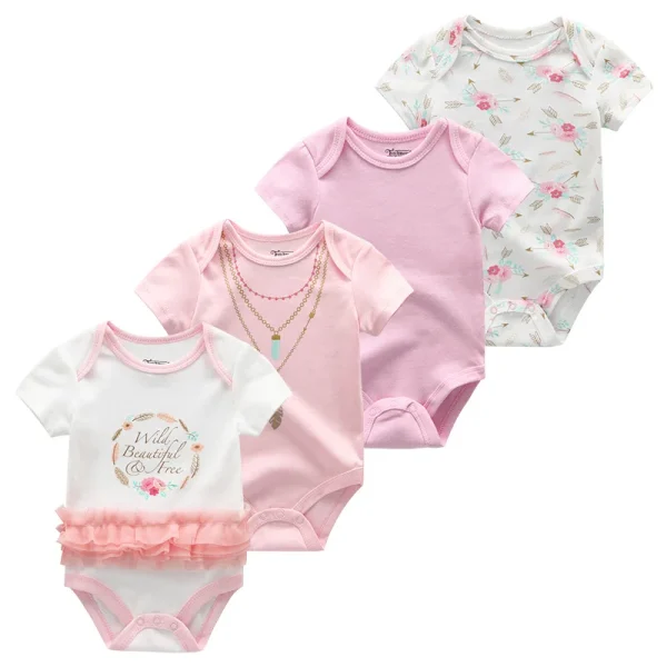4Pieces Cotton Newborn Bodysuit Print Baby Girl Clothes 0-12M Cartoon Baby Boy Clothes Summer Short Sleeve Romper Bebes - Image 25