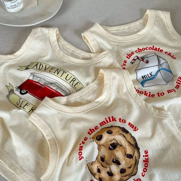 0-2Y Baby and Toddler Cotton Dog Sleeveless T-Shirt Summer Shirt Tops for Infant Baby and Toddler Boys, Girls, Unisex