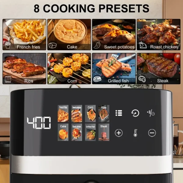 Bluebow 6QT Air Fryer, 8-in-1 Electric Hot Oven with Digital LED Touchscreen, Visible Window, 1500W, New - Image 3