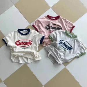 2024 New Fashion Letter Print Baby Short Sleeve T Shirts Infant Casual Tops Children Loose Tee Toddler Boy Girl Summer T Shirt