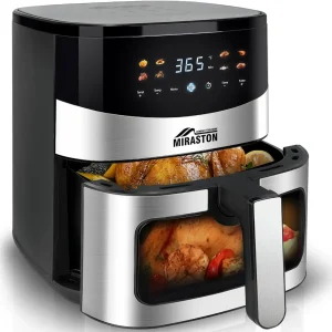 6.5QT Air Fryer with Visual Window, Smart Digital Air Fryers, 8 Presets Recipes for Fast Easy Meal, Snack, Dessert, Main Dishes,