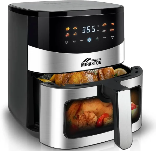 6.5QT Air Fryer with Visual Window, Smart Digital Air Fryers, 8 Presets Recipes for Fast Easy Meal, Snack, Dessert, Main Dishes,
