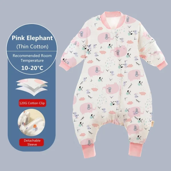 Baby Cartoon Split-legged Sleepsacks With Detachable Sleeves For Boys Girls Children's Sleeping Bag Autumn And Winter Thickened - Image 13