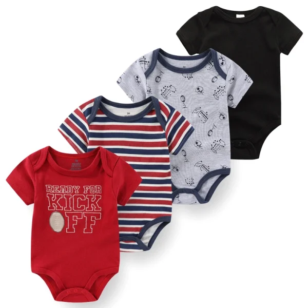 4Pieces Cotton Newborn Bodysuit Print Baby Girl Clothes 0-12M Cartoon Baby Boy Clothes Summer Short Sleeve Romper Bebes - Image 3