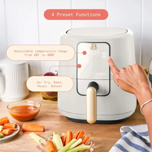 Beautiful 3 Qt Air Fryer with TurboCrisp Technology, for Fast and Even Cooking, by Drew Barrymore, 4 Preset Functions - Image 4