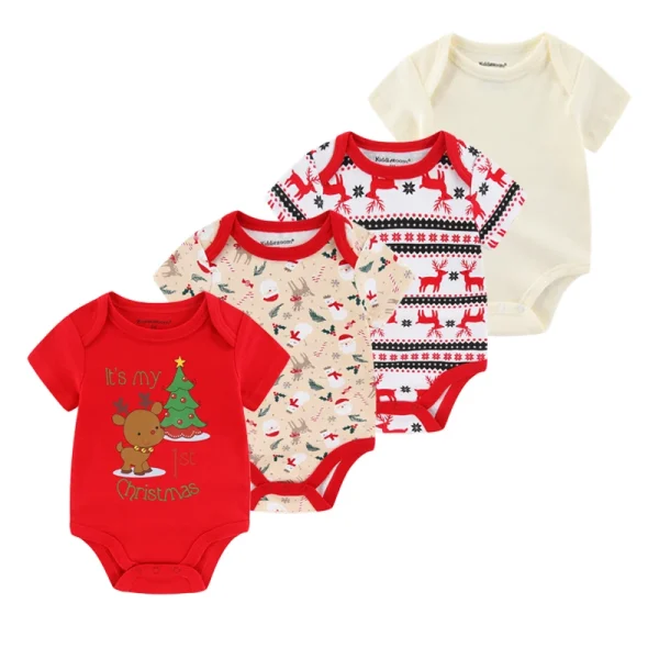 4Pieces Cotton Newborn Bodysuit Print Baby Girl Clothes 0-12M Cartoon Baby Boy Clothes Summer Short Sleeve Romper Bebes - Image 23