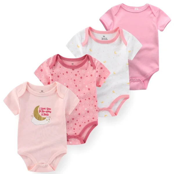 4Pieces Cotton Newborn Bodysuit Print Baby Girl Clothes 0-12M Cartoon Baby Boy Clothes Summer Short Sleeve Romper Bebes - Image 5