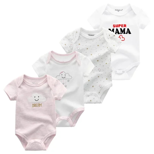 4Pieces Cotton Newborn Bodysuit Print Baby Girl Clothes 0-12M Cartoon Baby Boy Clothes Summer Short Sleeve Romper Bebes - Image 14
