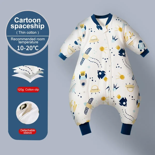 Baby Cartoon Split-legged Sleepsacks With Detachable Sleeves For Boys Girls Children's Sleeping Bag Autumn And Winter Thickened - Image 24