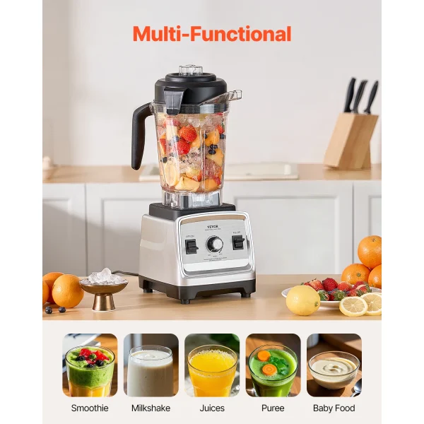 VEVOR Blender for Smoothies 1400W Professional Blender with Powerful Motor Multi-Functional Food Processing Blender for Kitchen - Image 4