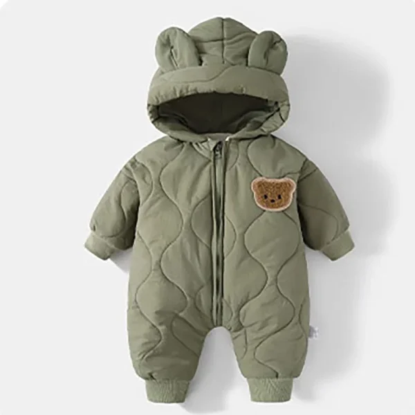 ﻿ Winter Baby Outwear Clothing Fur Lining Warm Toddler Girl's Boy's Rompers Cartoon Bear Infant Jumpsuit - Image 7