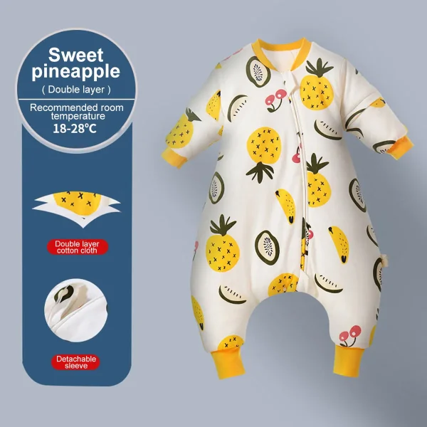 Baby Cartoon Split-legged Sleepsacks With Detachable Sleeves For Boys Girls Children's Sleeping Bag Autumn And Winter Thickened - Image 21