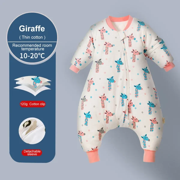 Baby Cartoon Split-legged Sleepsacks With Detachable Sleeves For Boys Girls Children's Sleeping Bag Autumn And Winter Thickened - Image 22