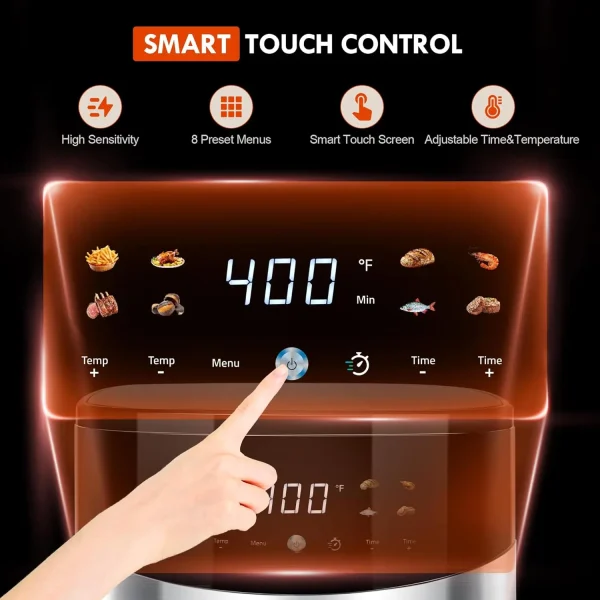 6.5QT Air Fryer with Visual Window, Smart Digital Air Fryers, 8 Presets Recipes for Fast Easy Meal, Snack, Dessert, Main Dishes, - Image 3