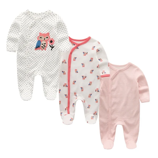 Kiddiezoom 3 Pcs/Lot Autumn Winter Unisex Cartoon Long Sleeve Baby Boy Girl Romper 100%Cotton Soft Newborn Jumpsuits Clothing - Image 9